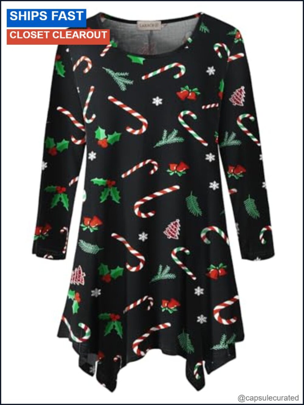 Plus Size Tunic Top 3/4 Sleeve Rayon Blend Flowy Shirt